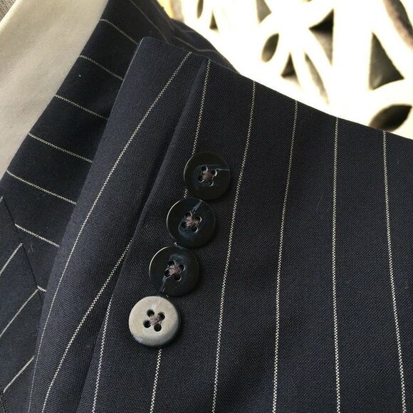 Phineas Cole Men's Sports Coat Navy Blue Striped Wool Cashmere Size 40 L Long - Picture 5 of 9